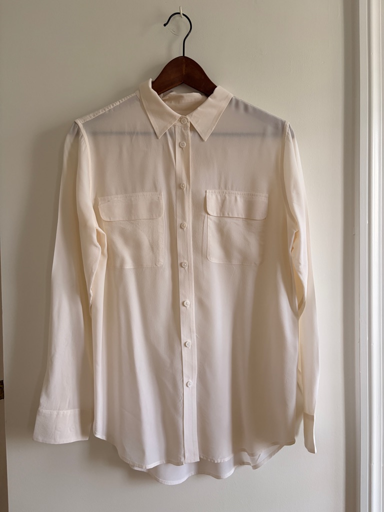Equipment Cream Button-Down Silk Shirt